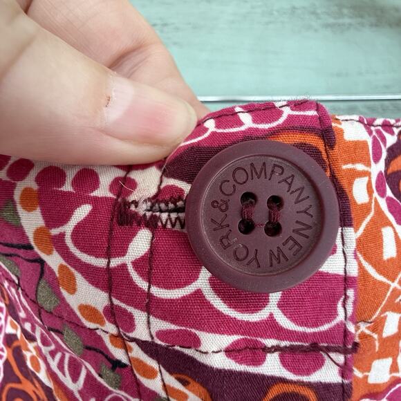 Manhattan Chino Shorts Women's 12 Paisley Stretch 36 x 4 Mid Rise‎ Pink Orange - Picture 4 of 8